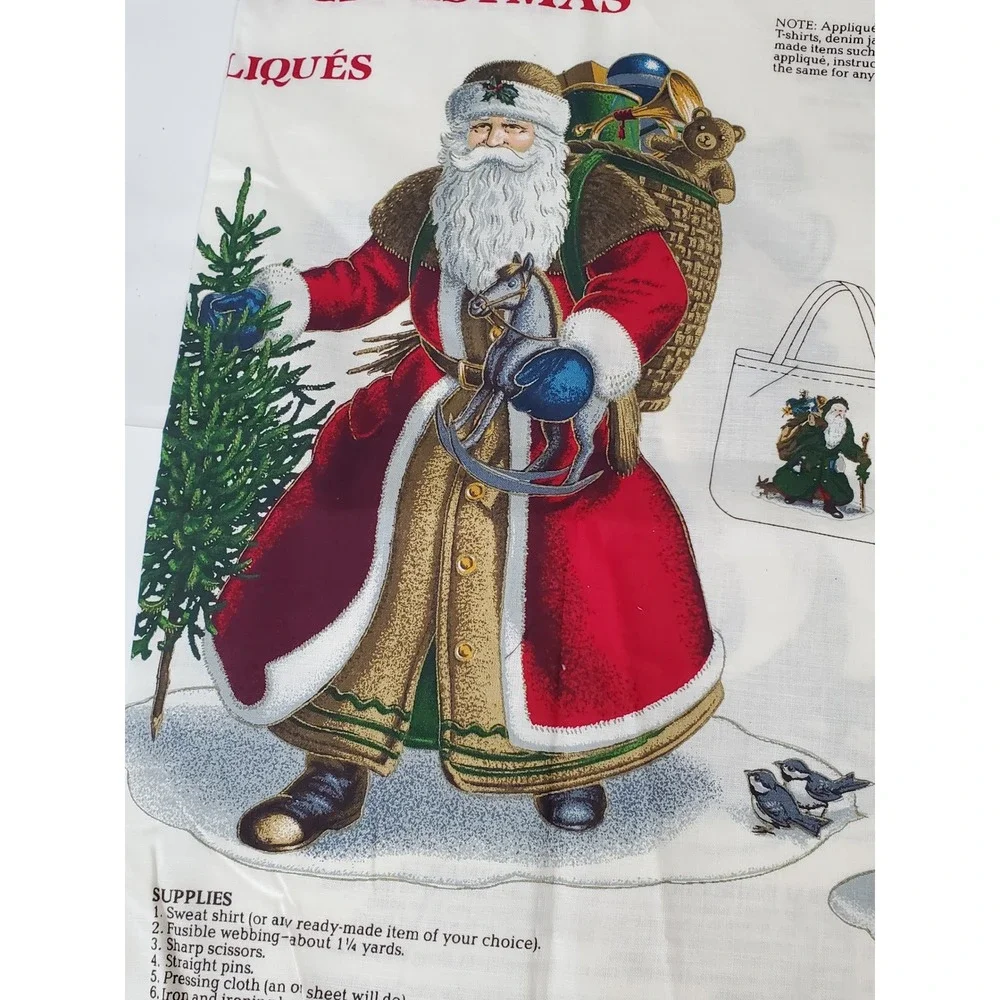 Vintage VIP Fabrics Olde Father Christmas Applique Cotton Fabric Panel Victorian